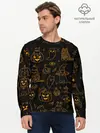 Мужской лонгслив базовый / ХЕЛЛОУИН ПАТТЕРН КОТИКИ / HALLOWEEN KITTY (P007_P004ooo3013581, P004ooo3013581)