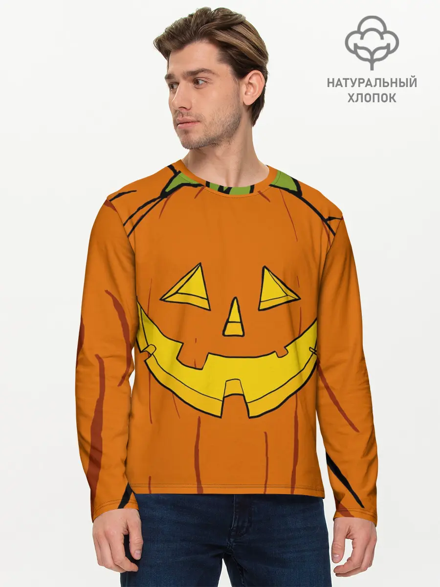 Мужской лонгслив базовый / Костюм тыквы / Halloween (P007_P004ooo3013741, P004ooo3013741)