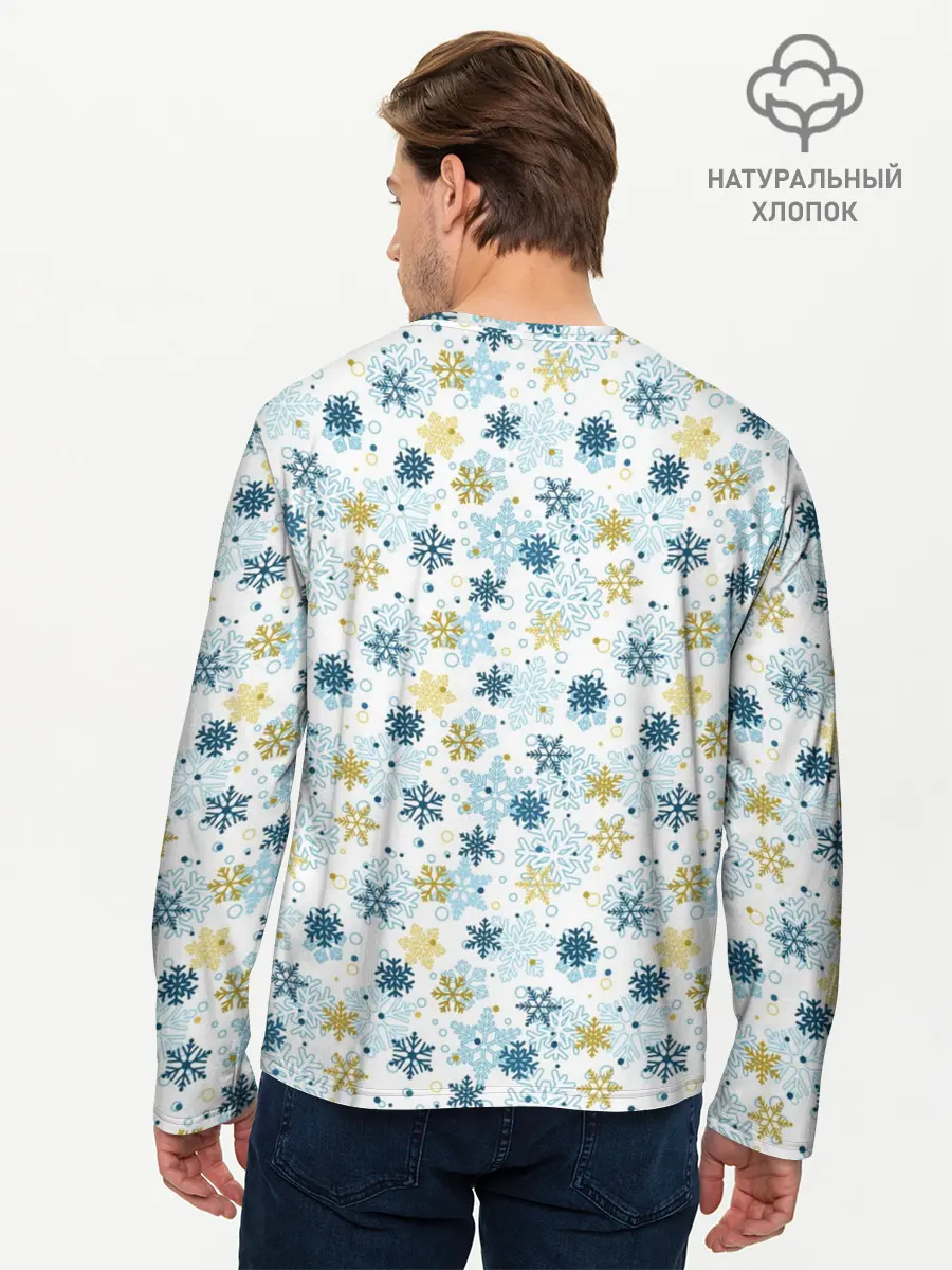 Мужской лонгслив базовый / Снежинки Кружатся (P007_P004ooo3014355, P004ooo3014355)