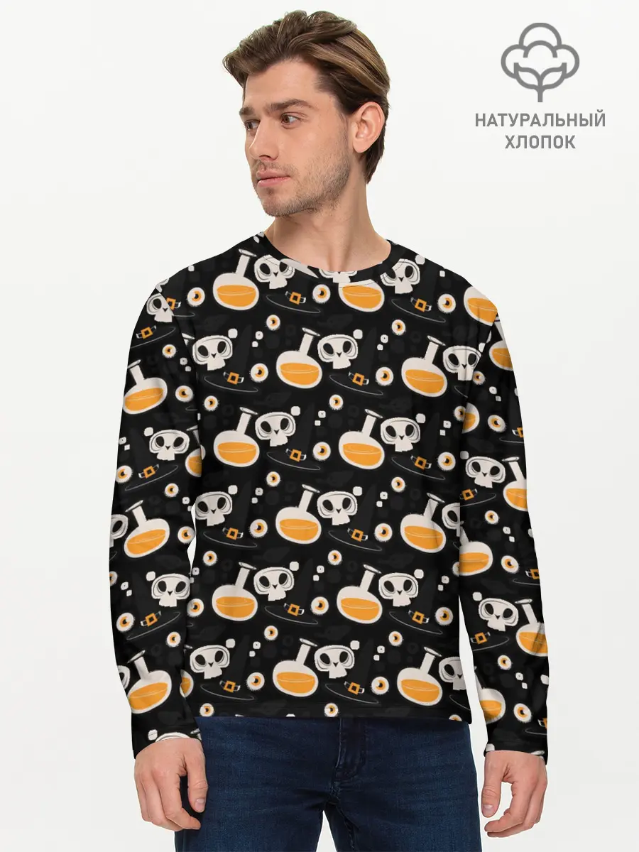 Мужской лонгслив базовый / Patern Halloween 15 (P007_P004ooo3014109, P004ooo3014109)