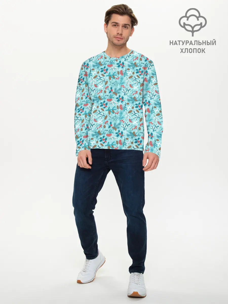 Мужской лонгслив базовый / Зимний Лесной Пейзаж (P007_P004ooo3014537, P004ooo3014537)