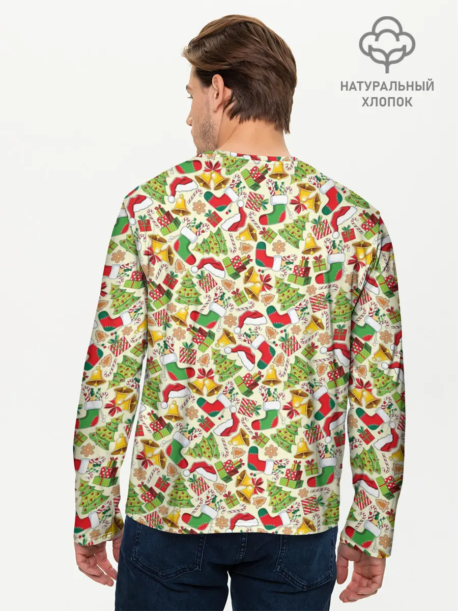 Мужской лонгслив базовый / Merry Christmas (P007_P004ooo3014365, P004ooo3014365)
