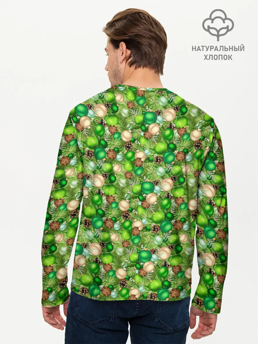 Мужской лонгслив базовый / Новогодние Игрушки (P007_P004ooo3015531, P004ooo3015531)