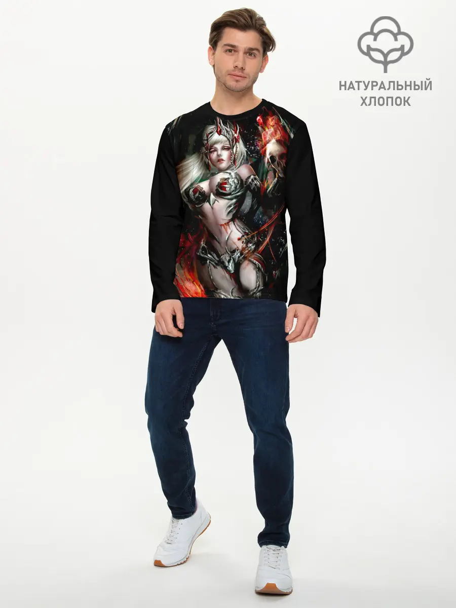 Мужской лонгслив базовый / Ведьма с красными глазами (P007_P004ooo3015925, P004ooo3015925)