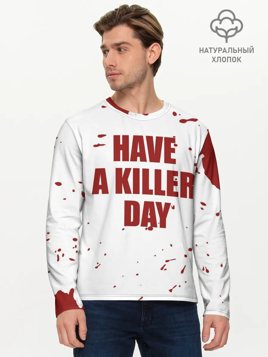 Мужской лонгслив базовый / blood have a killer day Dexter (P007_P004ooo3016643, P004ooo3016643)