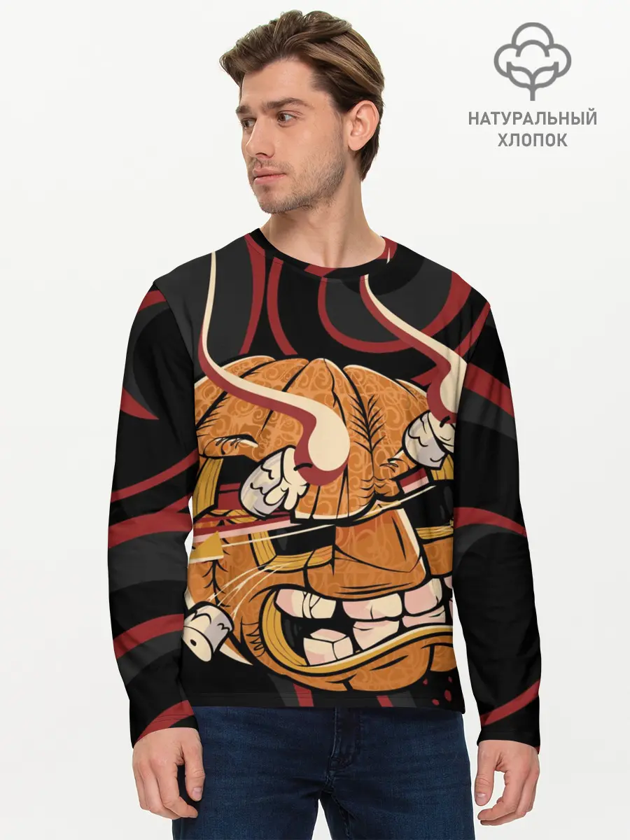 Мужской лонгслив базовый / Хеллоуинская тыква-хання (P007_P004ooo3016207, P004ooo3016207)