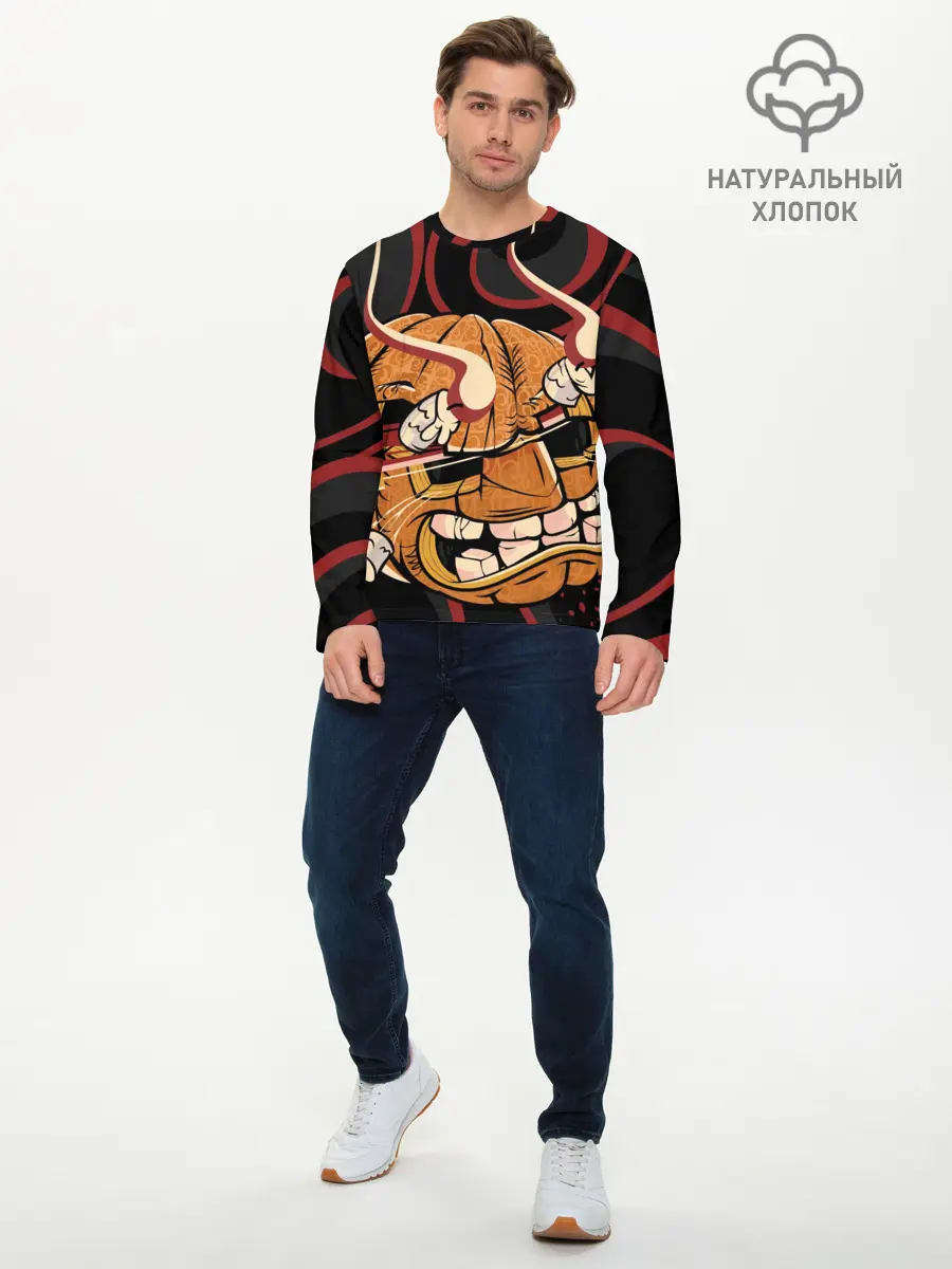 Мужской лонгслив базовый / Хеллоуинская тыква-хання (P007_P004ooo3016207, P004ooo3016207)