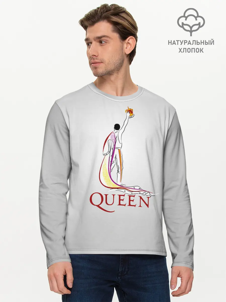 Мужской лонгслив базовый / Фредди Меркьюри - Queen (P007_P004ooo3017215, P004ooo3017215)