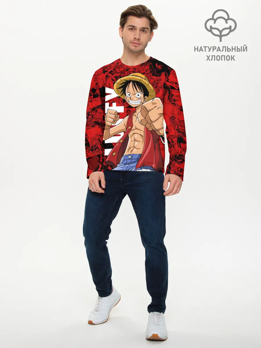 Мужской лонгслив базовый / Манки Д. Луффи, One Piece (P007_P004ooo3017905, P004ooo3017905)