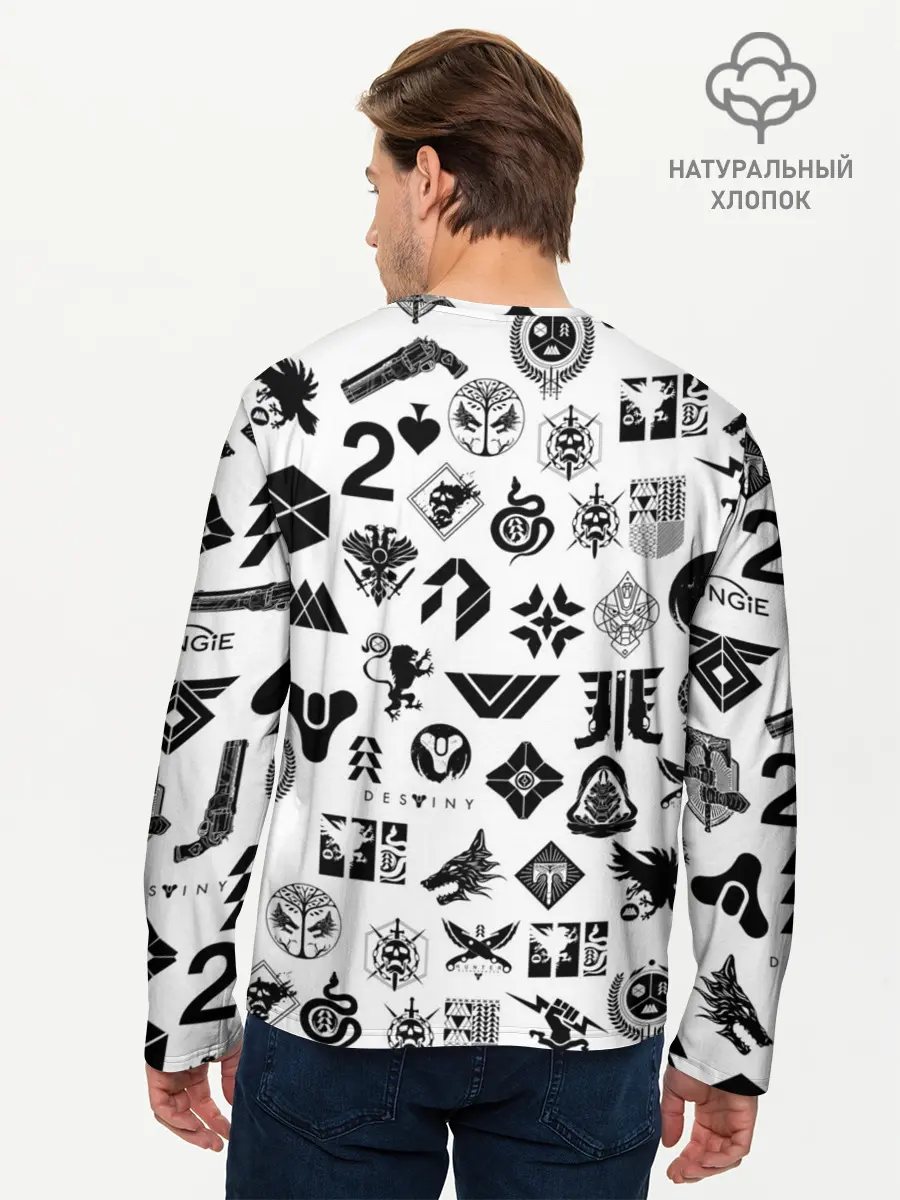 Мужской лонгслив базовый / DESTINY 2 LOGO PATTERN / ДЕСТИНИ (P007_P004ooo3018385, P004ooo3018385)