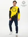 Мужской лонгслив базовый / Nirvana Smile | Нирвана Рваный Паттерн (P007_P004ooo3018443, P004ooo3018443)