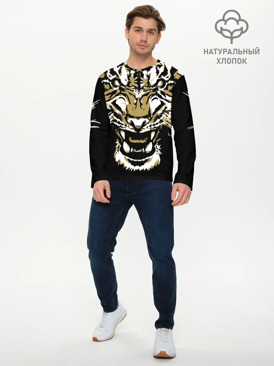 Мужской лонгслив базовый / Рычание джунглей (P007_P004ooo3018771, P004ooo3018771)