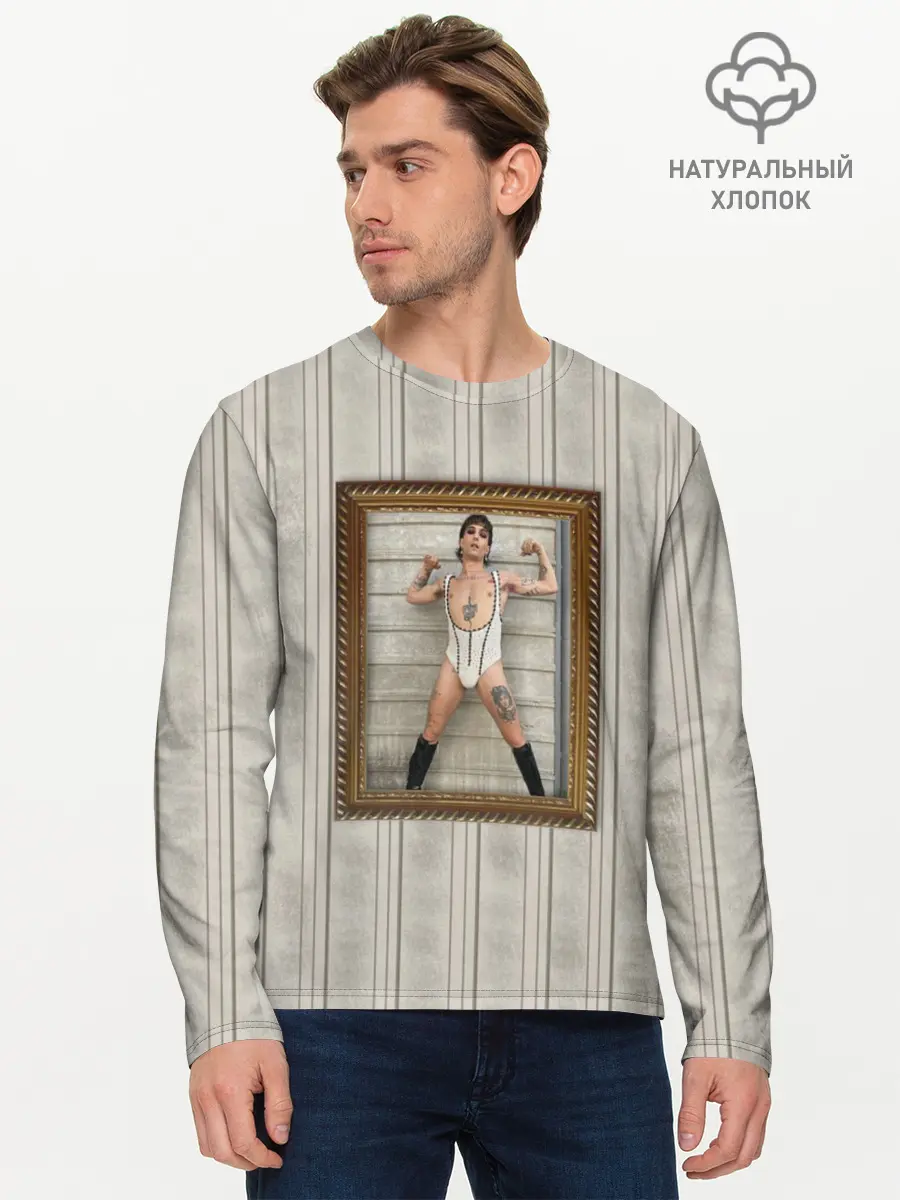 Мужской лонгслив базовый / Damiano David in swimsuit (P007_P004ooo3019171, P004ooo3019171)