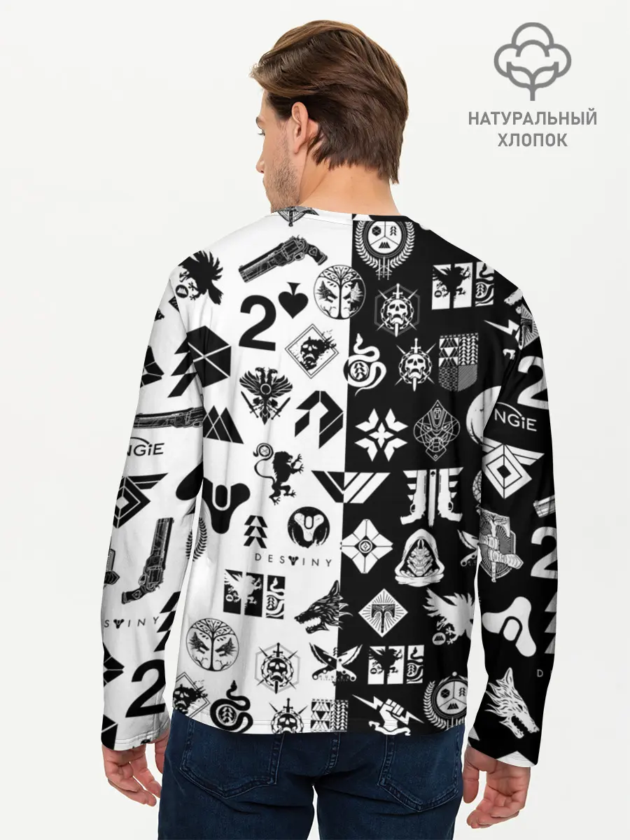 Мужской лонгслив базовый / DESTINY LOGOBOMBING ЧЁРНО БЕЛОЕ (P007_P004ooo3020277, P004ooo3020277)