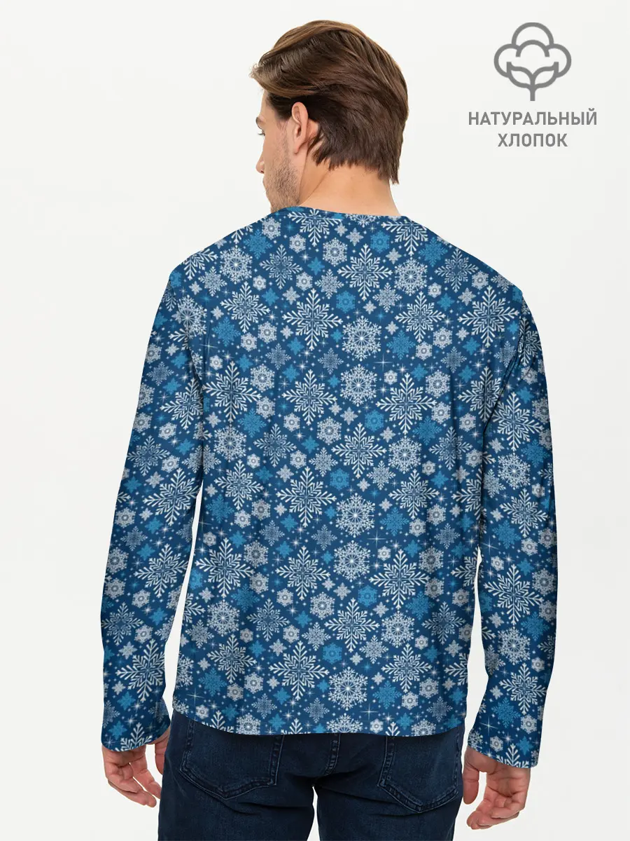 Мужской лонгслив базовый / Снежные Узоры на Новый Год (P007_P004ooo3020257, P004ooo3020257)