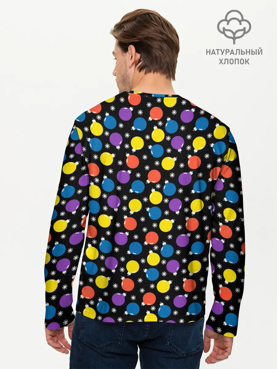 Мужской лонгслив базовый / Новогодние Лампочки (P007_P004ooo3020265, P004ooo3020265)