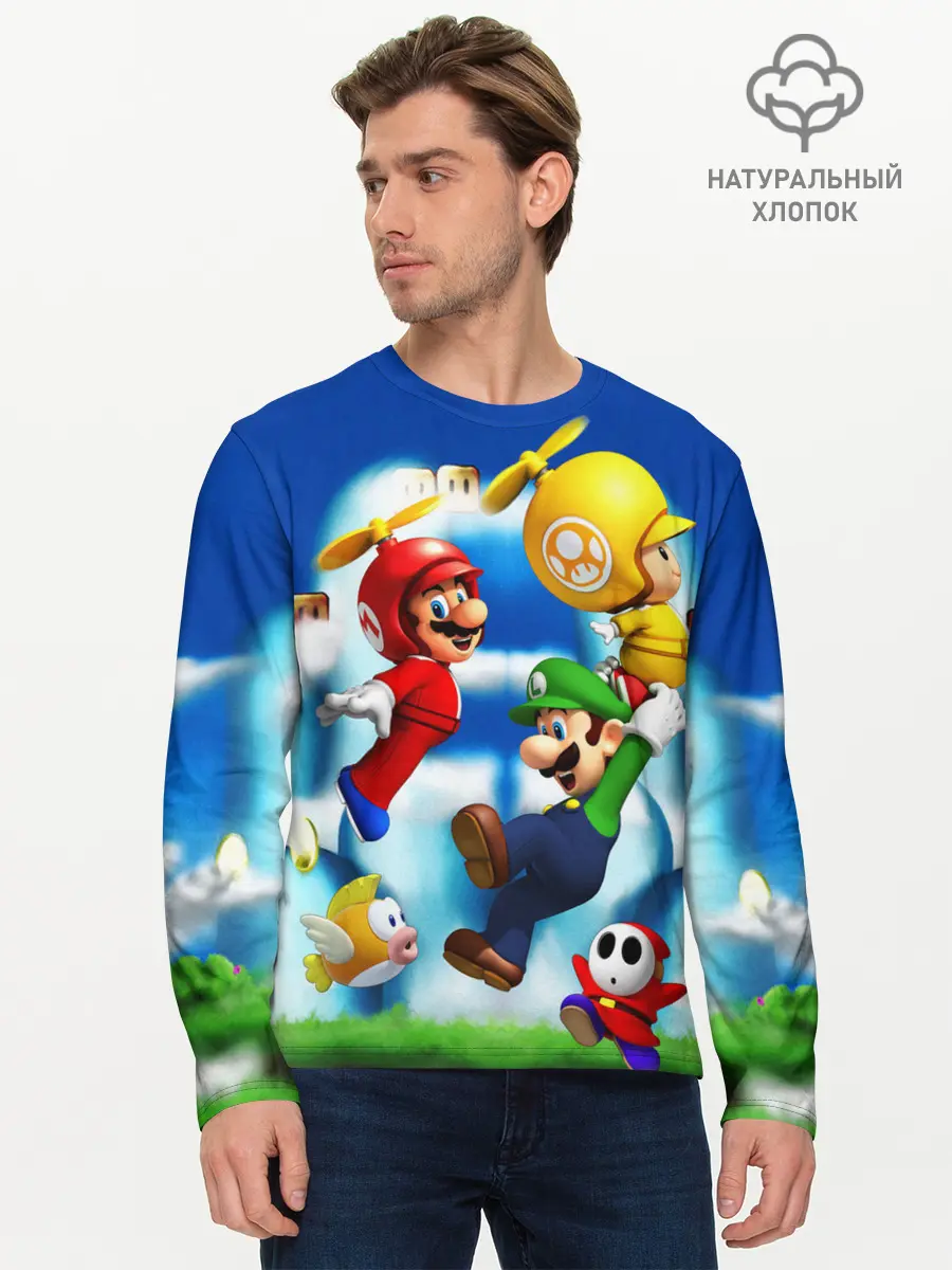 Мужской лонгслив базовый / SuperFlyMario (P007_P004ooo3020351, P004ooo3020351)