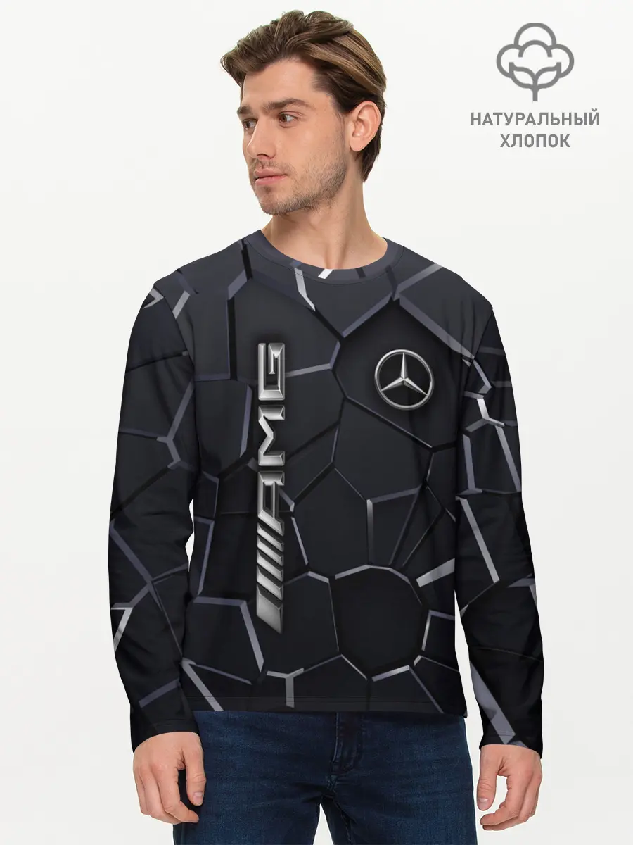Мужской лонгслив базовый / Mercedes AMG 3D плиты (P007_P004ooo3020643, P004ooo3020643)