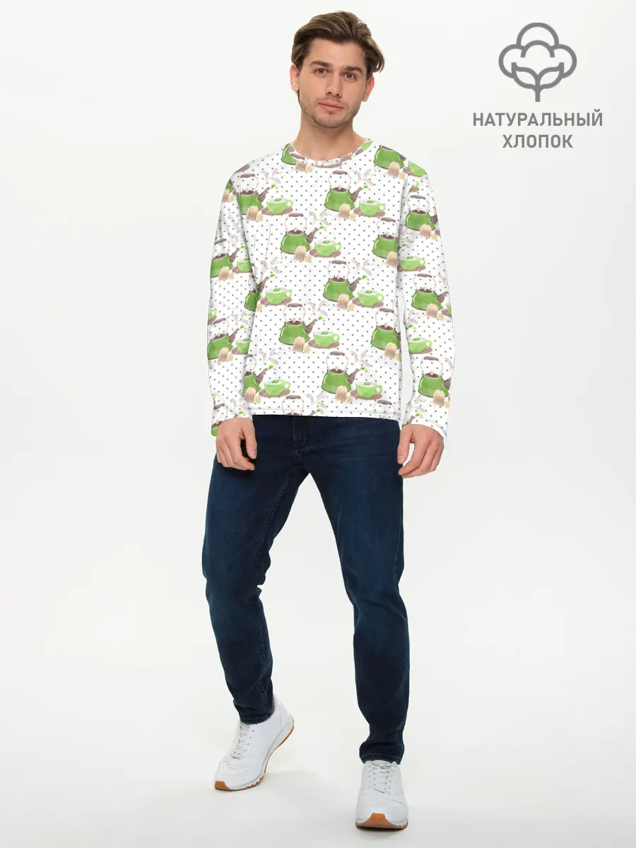 Мужской лонгслив базовый / Зеленый чай (P007_P004ooo3020783, P004ooo3020783)