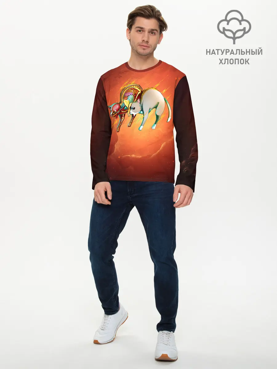 Мужской лонгслив базовый / Cat 50/50 (P007_P004ooo3021319, P004ooo3021319)