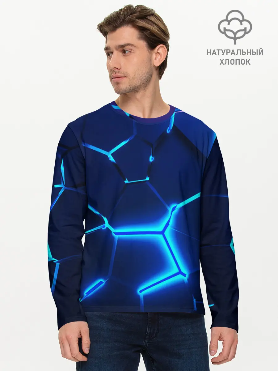 Мужской лонгслив базовый / 3D ПЛИТЫ | NEON STEEL | НЕОНОВЫЕ ПЛИТЫ (P007_P004ooo3022795, P004ooo3022795)