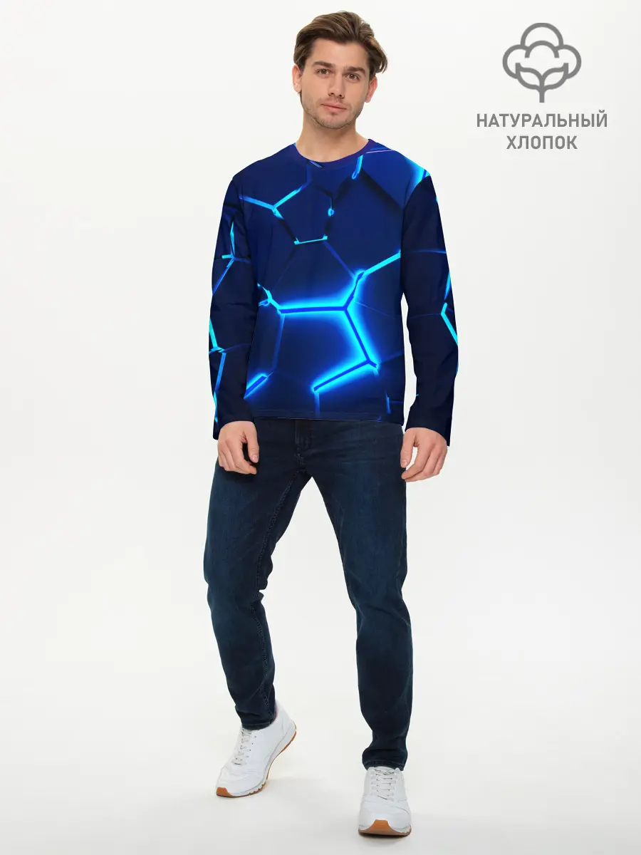 Мужской лонгслив базовый / 3D ПЛИТЫ | NEON STEEL | НЕОНОВЫЕ ПЛИТЫ (P007_P004ooo3022795, P004ooo3022795)