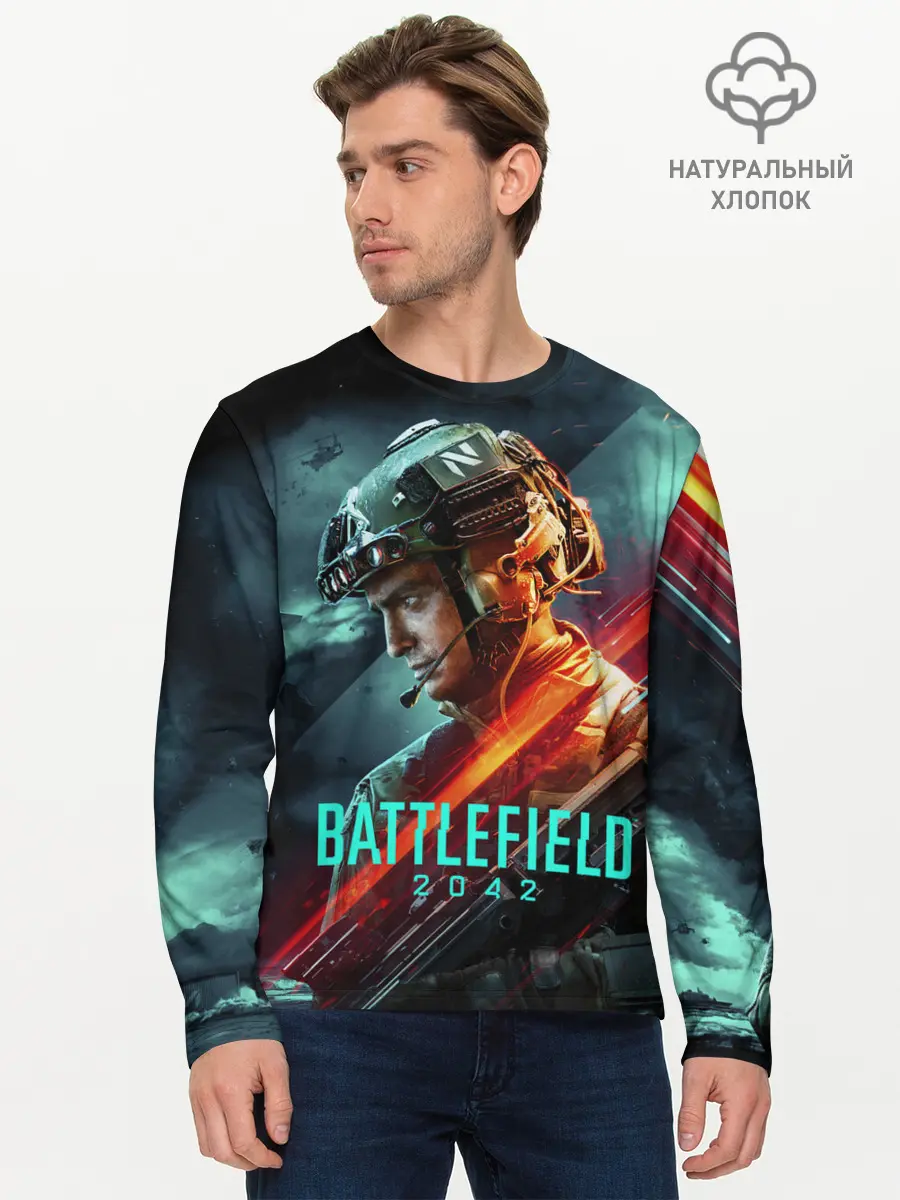 Мужской лонгслив базовый / Battlefield 2042 game art (P007_P004ooo3022783, P004ooo3022783)