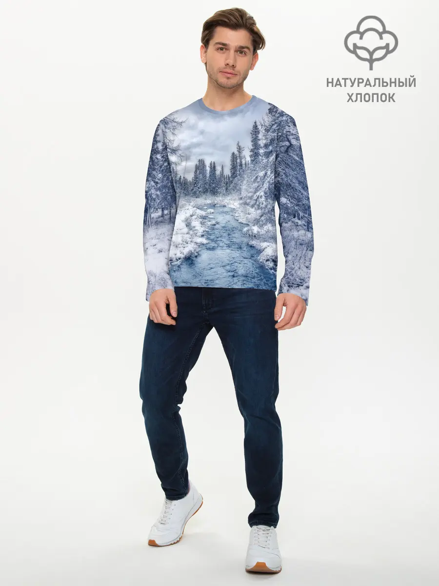 Мужской лонгслив базовый / СНЕЖНЫЙ ПЕЙЗАЖ (P007_P004ooo3023079, P004ooo3023079)