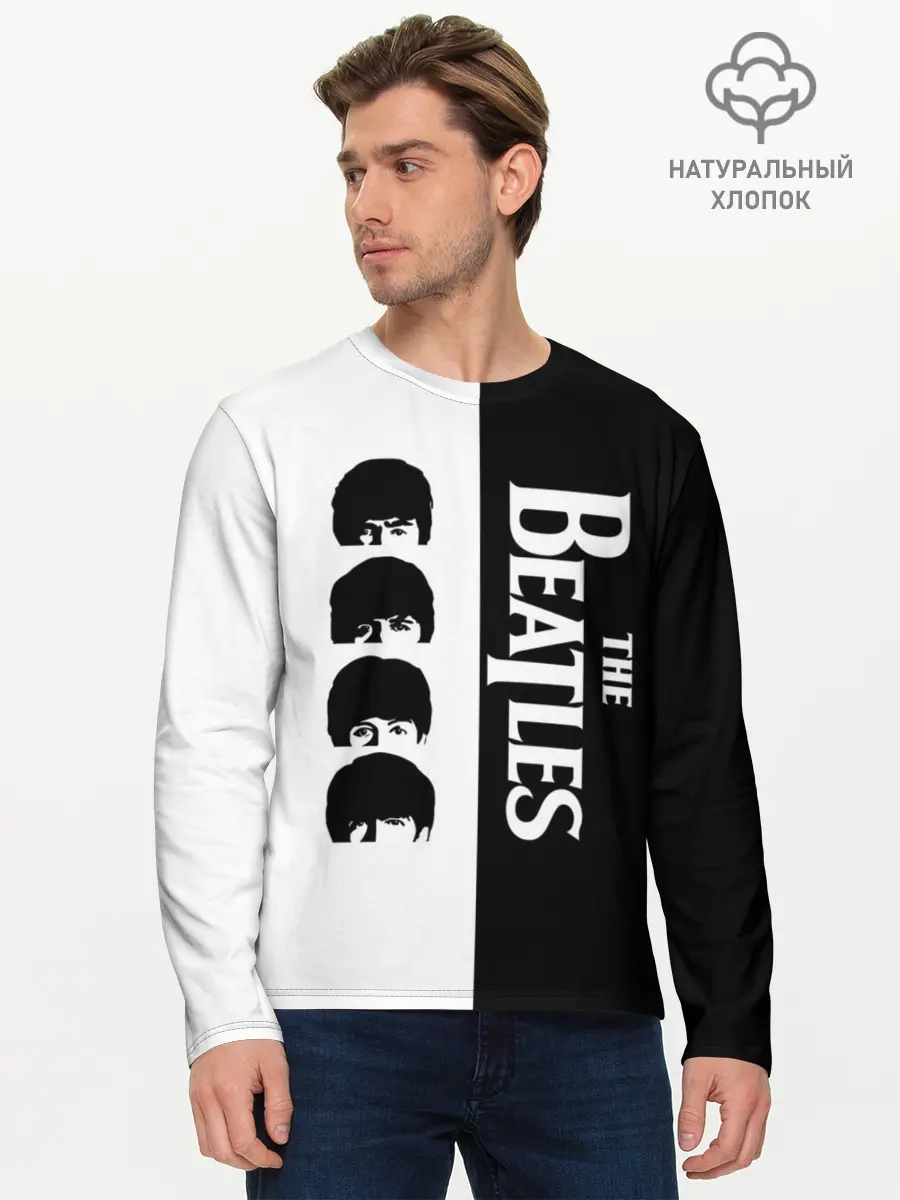 Мужской лонгслив базовый / The Beatles черно - белый партер (P007_P004ooo3023097, P004ooo3023097)