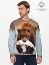Мужской лонгслив базовый / Медведь с рыбой во рту (P007_P004ooo3023103, P004ooo3023103)