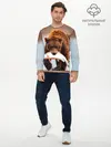 Мужской лонгслив базовый / Медведь с рыбой во рту (P007_P004ooo3023103, P004ooo3023103)