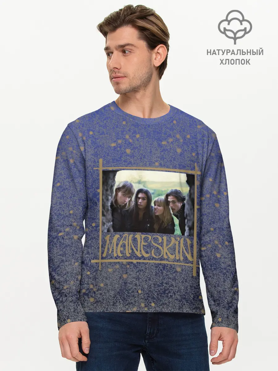 Мужской лонгслив базовый / Maneskin в серебре и золоте (P007_P004ooo3023179, P004ooo3023179)