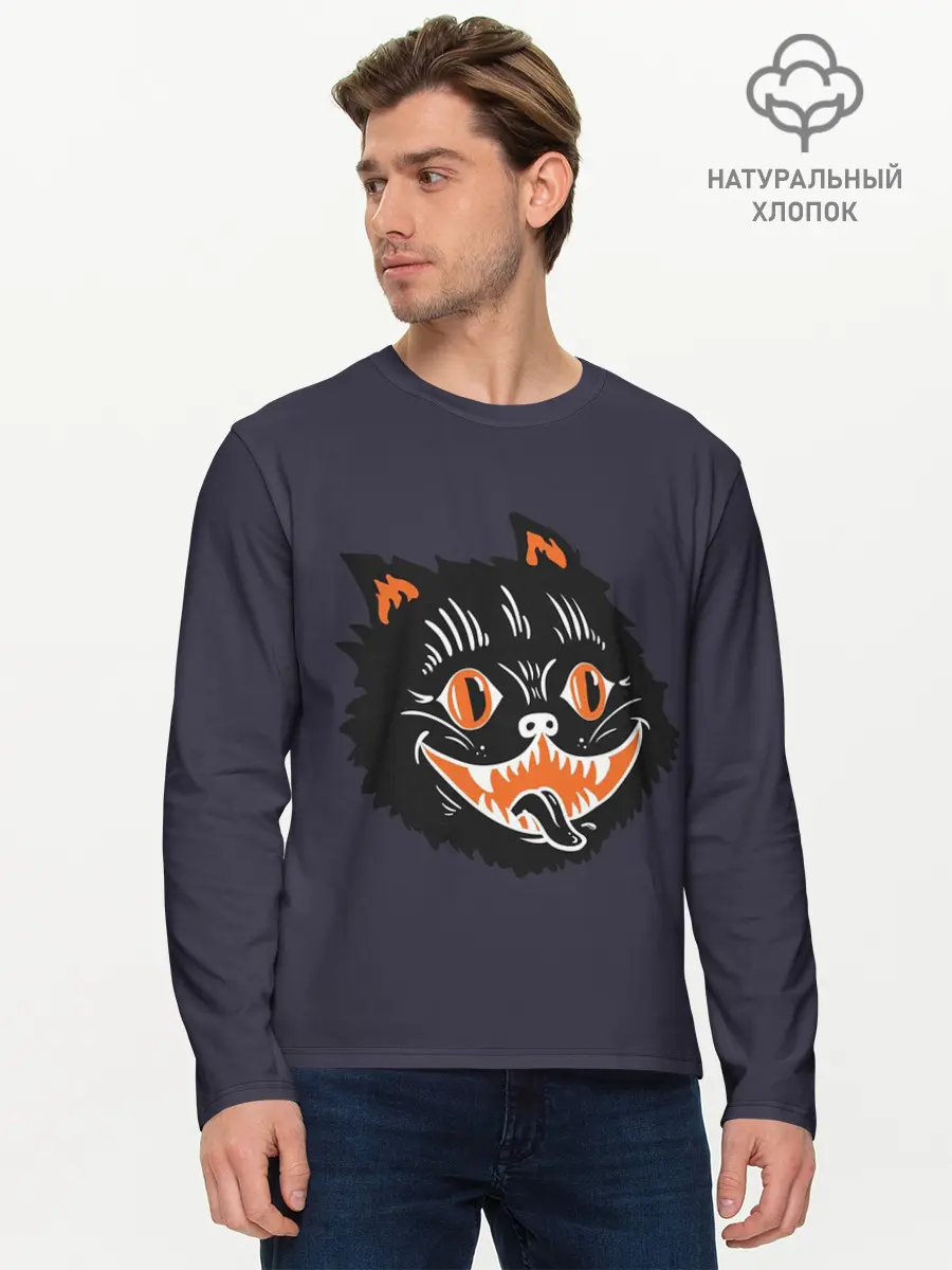 Мужской лонгслив базовый / Одержимый кот (P007_P004ooo3023905, P004ooo3023905)