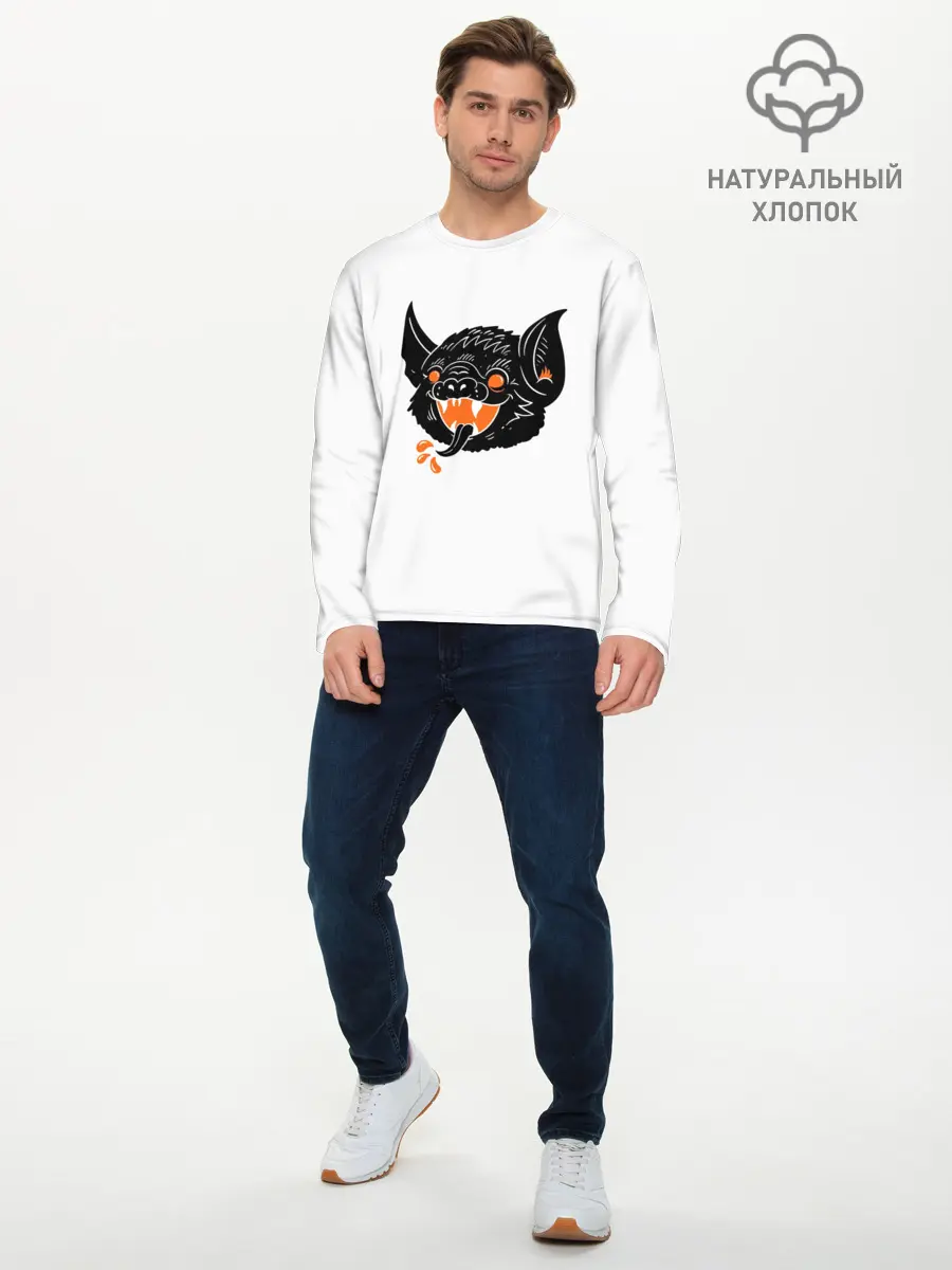 Мужской лонгслив базовый / Черная Летучая Мышь (P007_P004ooo3023947, P004ooo3023947)