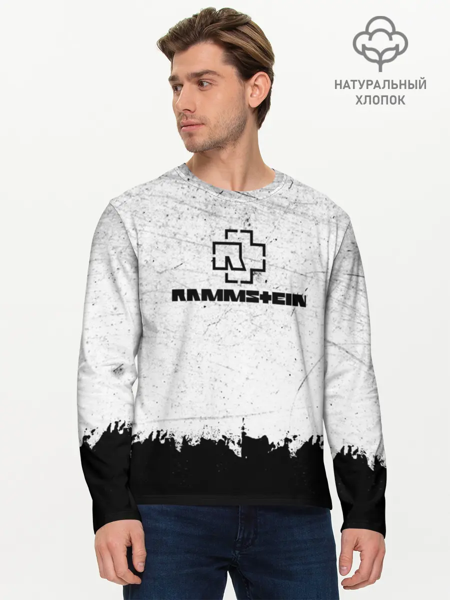 Мужской лонгслив базовый / Рамштайн ЧБ Гранж | Rammstein Rock (P007_P004ooo3023847, P004ooo3023847)
