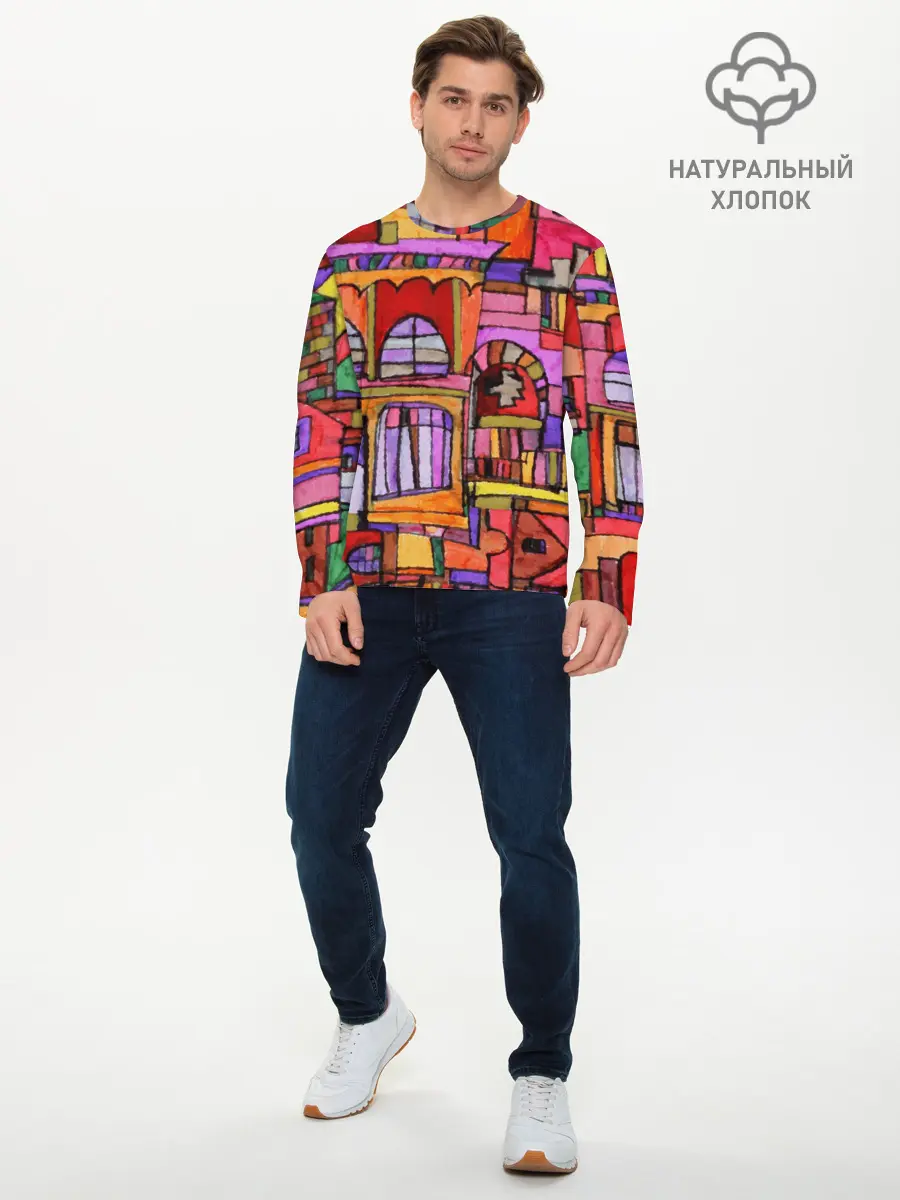 Мужской лонгслив базовый / Скетч большого города (P007_P004ooo3023653, P004ooo3023653)