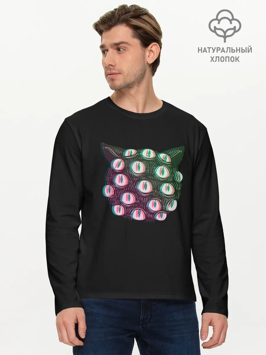 Мужской лонгслив базовый / Космический Кот Монстр (P007_P004ooo3024553, P004ooo3024553)