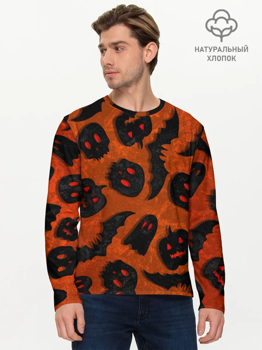 Мужской лонгслив базовый / Halloween print (P007_P004ooo3026083, P004ooo3026083)