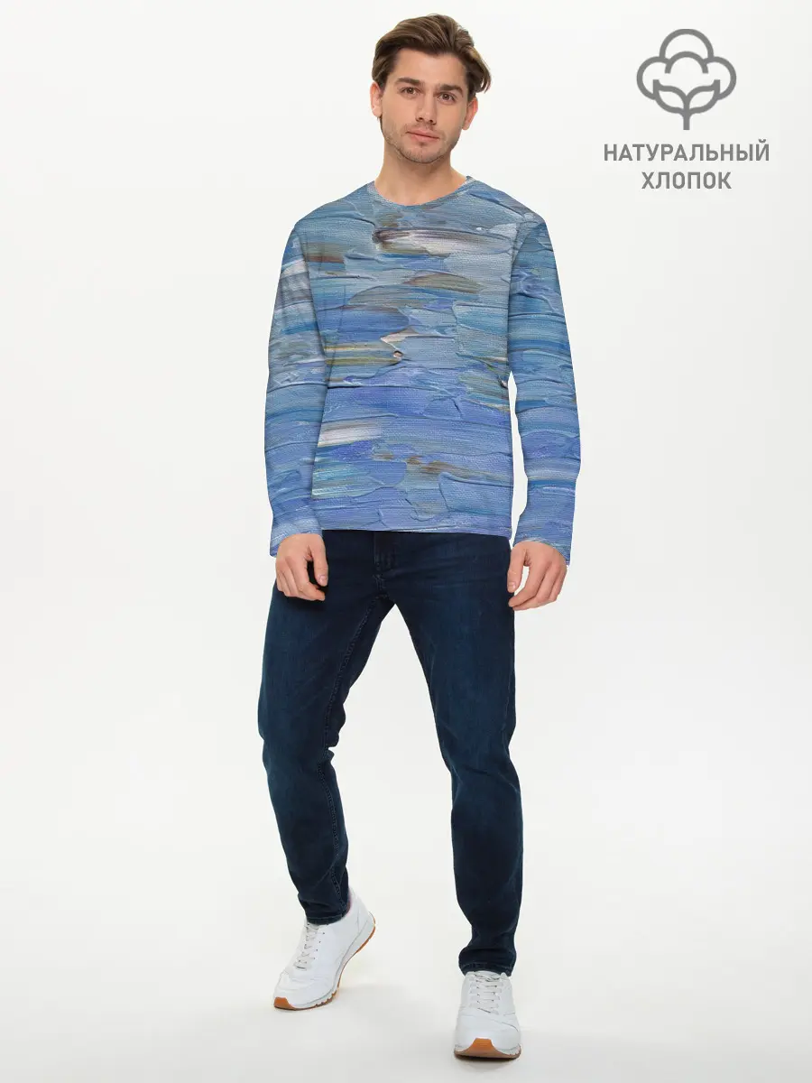 Мужской лонгслив базовый / Мазки красок (P007_P004ooo3025911, P004ooo3025911)