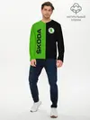 Мужской лонгслив базовый / SKODA черно-зеленый (P007_P004ooo3026675, P004ooo3026675)