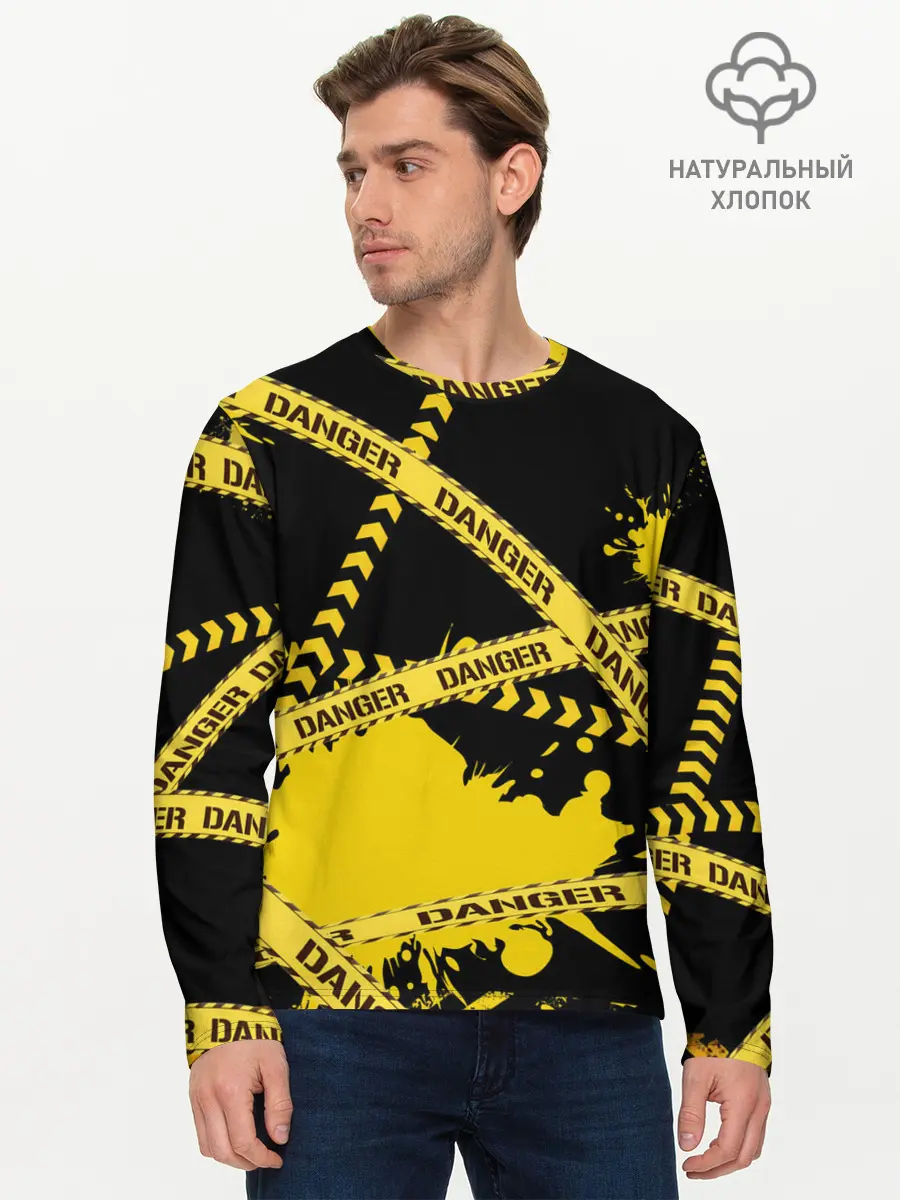 Мужской лонгслив базовый / Лента DANGER (P007_P004ooo3026505, P004ooo3026505)