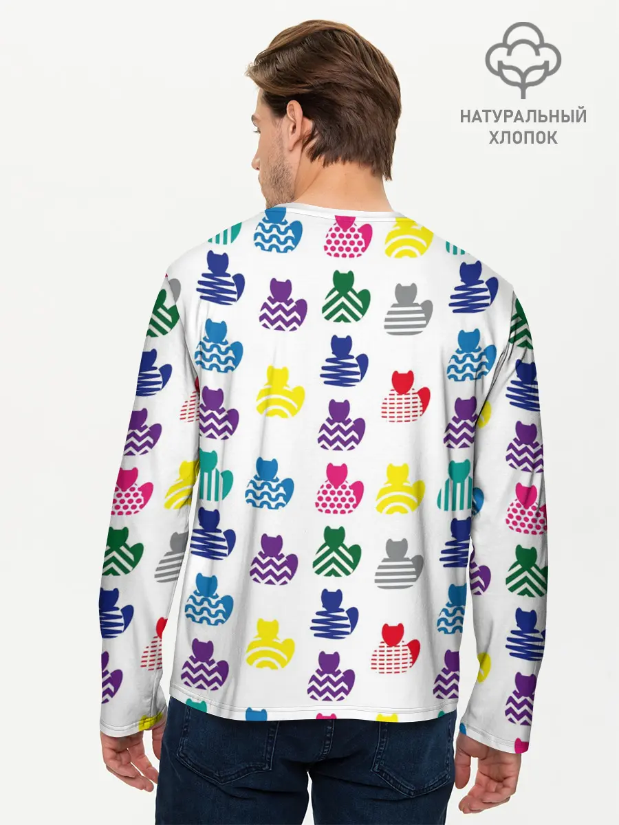 Мужской лонгслив базовый / Узор из котов (P007_P004ooo3026969, P004ooo3026969)
