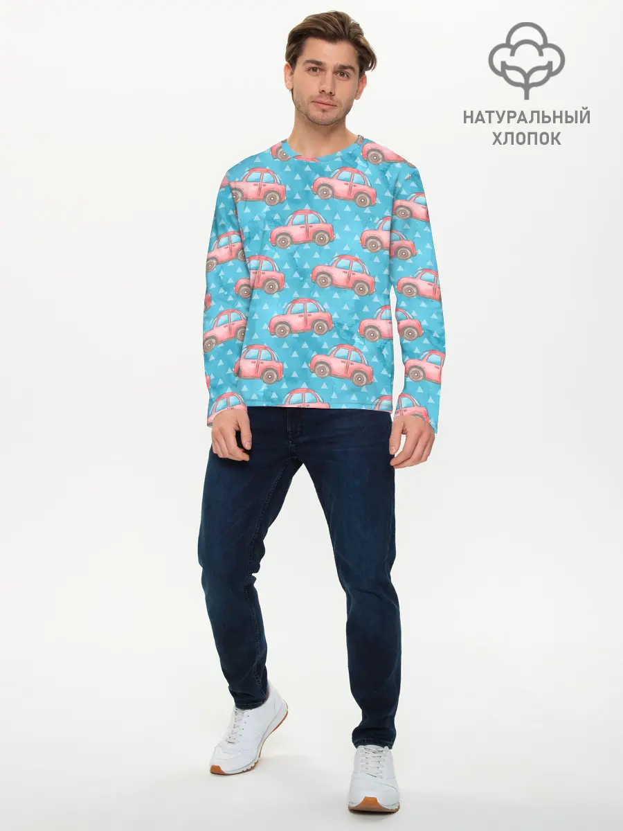 Мужской лонгслив базовый / Машинки детский рисунок (P007_P004ooo3027583, P004ooo3027583)