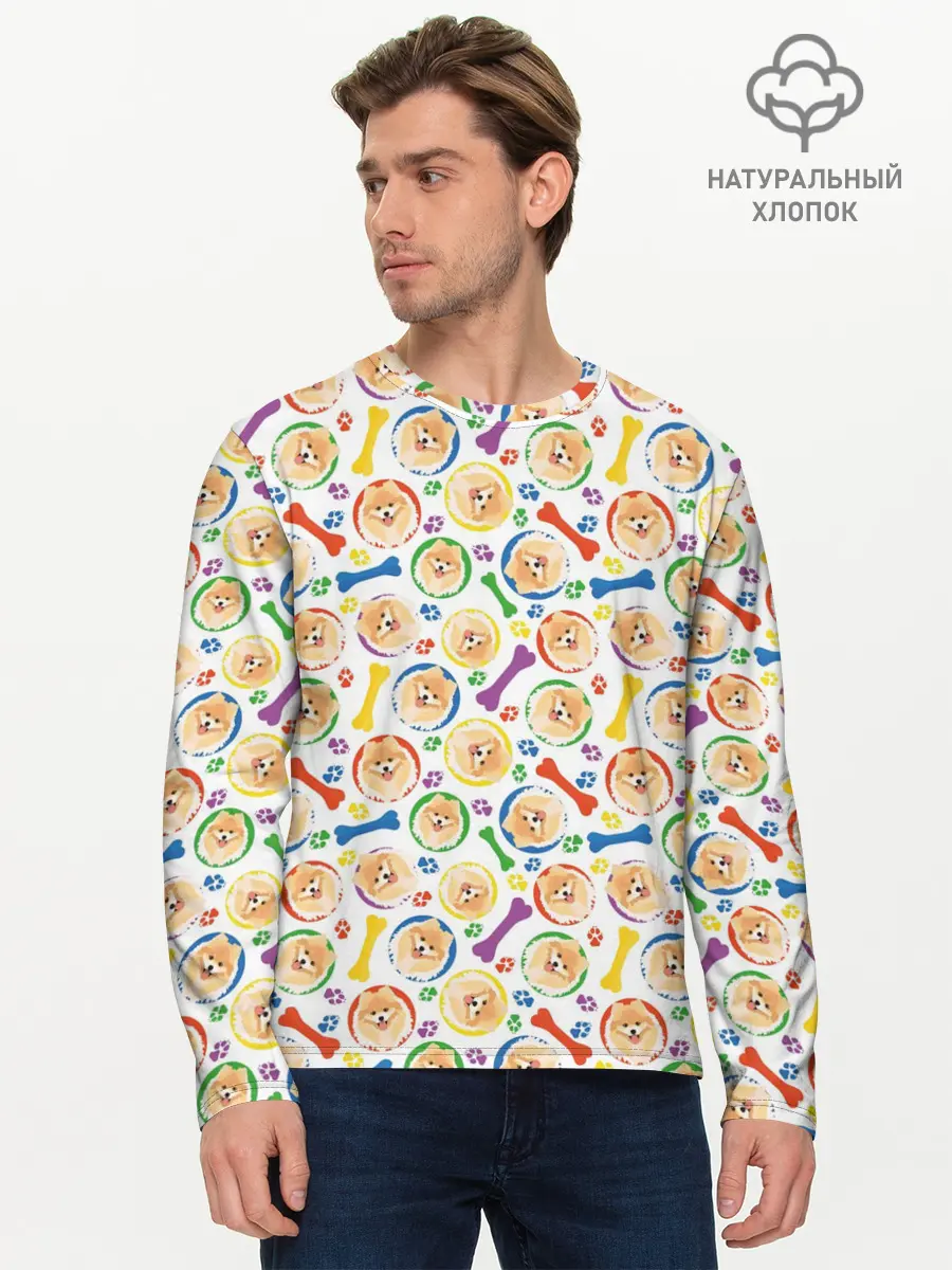Мужской лонгслив базовый / Чау-Чау (P007_P004ooo3028059, P004ooo3028059)
