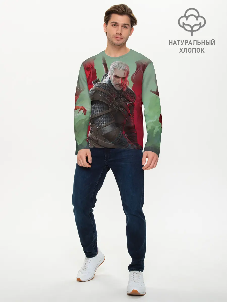 Мужской лонгслив базовый / ВЕДЬМАК | THE WITCHER | ГЕРАЛЬТ С МЕЧОМ (P007_P004ooo3029033, P004ooo3029033)