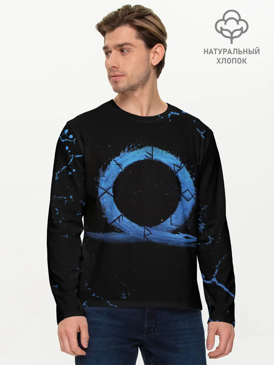 Мужской лонгслив базовый / GOD OF WAR LOGO ЭМБЛЕМА / РАГНАРЁК (P007_P004ooo3029461, P004ooo3029461)