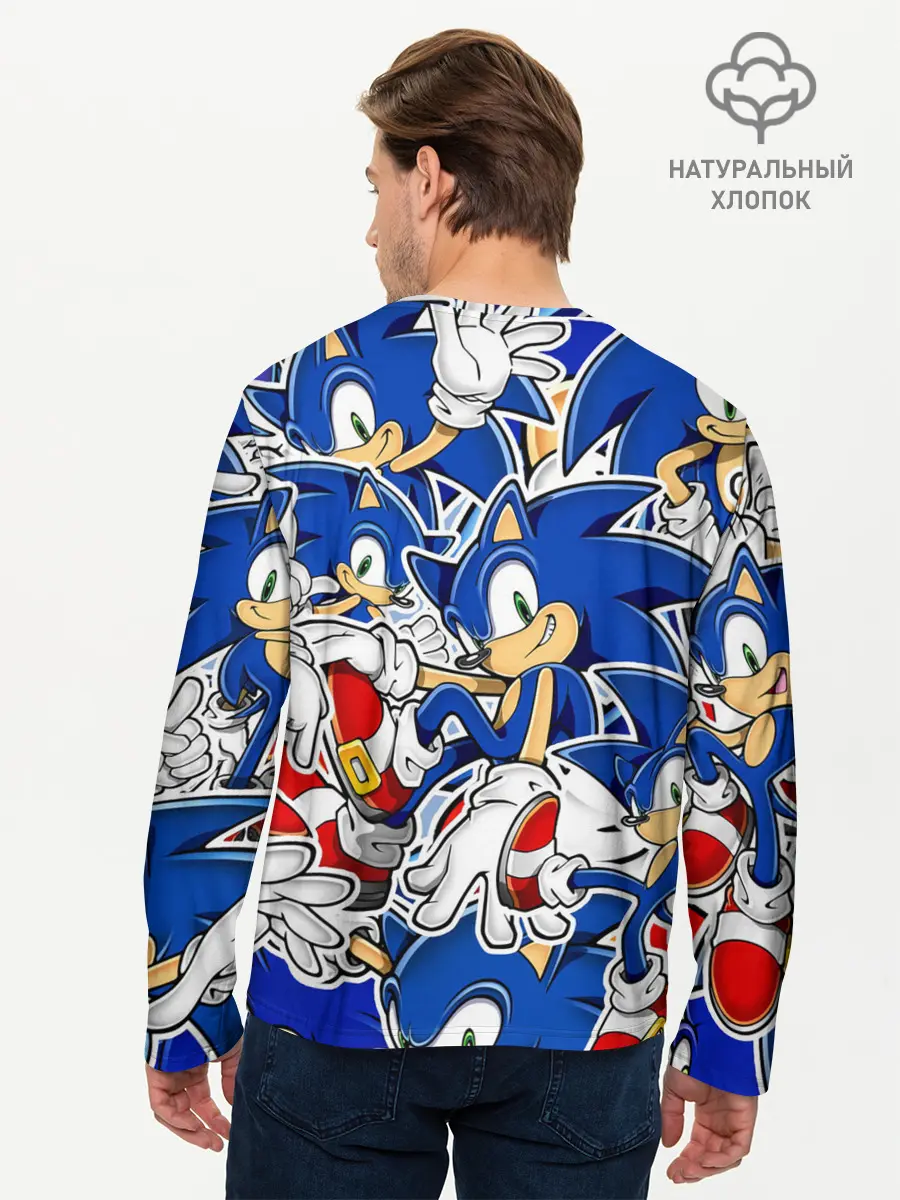 Мужской лонгслив базовый / SONIC ПАТТЕРН / СОНИК (P007_P004ooo3029447, P004ooo3029447)