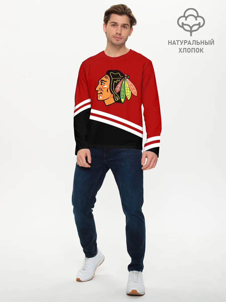 Мужской лонгслив базовый / Chicago Blackhawks, NHL (P007_P004ooo3030103, P004ooo3030103)