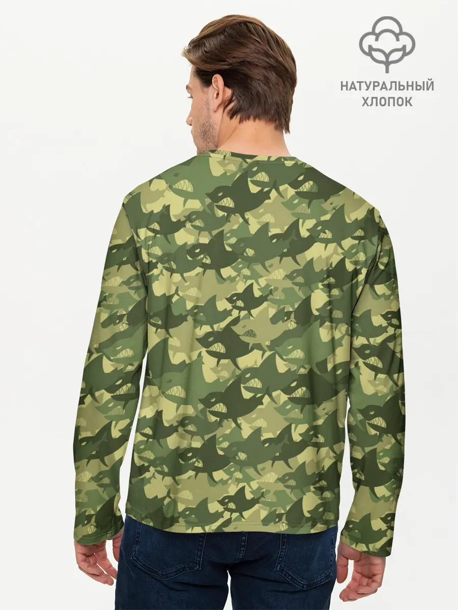 Мужской лонгслив базовый / Акулы (P007_P004ooo3029919, P004ooo3029919)