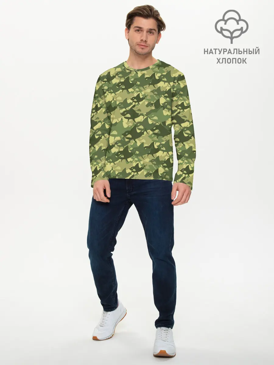 Мужской лонгслив базовый / Акулы (P007_P004ooo3029919, P004ooo3029919)